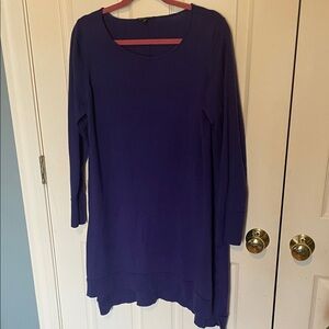Eileen Fisher Rich Purple Knit Tunic/ dress merino wool size xl